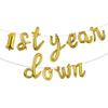 1st Year Down Banner Balloon, First Birthday,Football Theme Birthday Party,1st Year Down Football Baby shower Party Decorations (L 1ST YEAR DOWN Gold) view 1