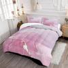 Girls Women Rose Pink Marble Print Comforter Set Queen Size Abstract Art Kids Adult Bedroom Decor Duvet Bedding Set Soft Texture Marbling Pattern Quilt Set with 2Pillowcases view 2