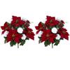 Admired By Nature 18 Stems Artificial Poinsettia Bouquet Fake Christmas Flower, Faux Velvet Poinsettia Carnation Christmas Bush For Home Decor, Holiday Bush, Indoor Floral, Cemetery Flowers, White/Red view 1