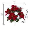 Admired By Nature 18 Stems Artificial Poinsettia Bouquet Fake Christmas Flower, Faux Velvet Poinsettia Carnation Christmas Bush For Home Decor, Holiday Bush, Indoor Floral, Cemetery Flowers, White/Red view 2