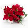 Admired By Nature 18 Stems Artificial Poinsettia Bouquet Fake Christmas Flower, Faux Velvet Poinsettia Carnation Christmas Bush For Home Decor, Holiday Bush, Indoor Floral, Cemetery Flowers, White/Red view 3