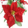 Admired By Nature 18 Stems Artificial Poinsettia Bouquet Fake Christmas Flower, Faux Velvet Poinsettia Carnation Christmas Bush For Home Decor, Holiday Bush, Indoor Floral, Cemetery Flowers, White/Red view 4