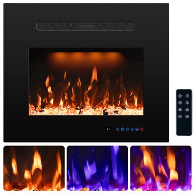Rodalflame 21.14" W Rear Electric Fireplace Inserts with 3 Flame & Top Light, Recessed Fireplace Heater,Thermostat, 750/1500W, Crackling Sound, Logs & Crystals, Timer, No Wall Mount