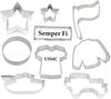 (9Pcs) 9 Piece Marines USMC Military Cookie Cutter Set Metal view 1
