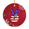 American Flag Peace Sign Christmas Ornaments Round Ornaments, 2024 Commemorative Ornaments, Christmas Tree Ornaments, Gift Ornaments view 1