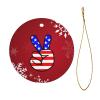 American Flag Peace Sign Christmas Ornaments Round Ornaments, 2024 Commemorative Ornaments, Christmas Tree Ornaments, Gift Ornaments view 2