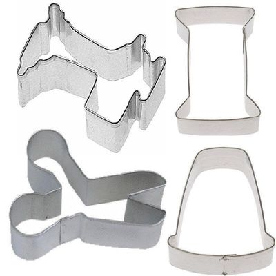 (4Pcs) 4 Piece Sewing Machine Thimble Spool Scissors Cookie Cutter Set Quilting