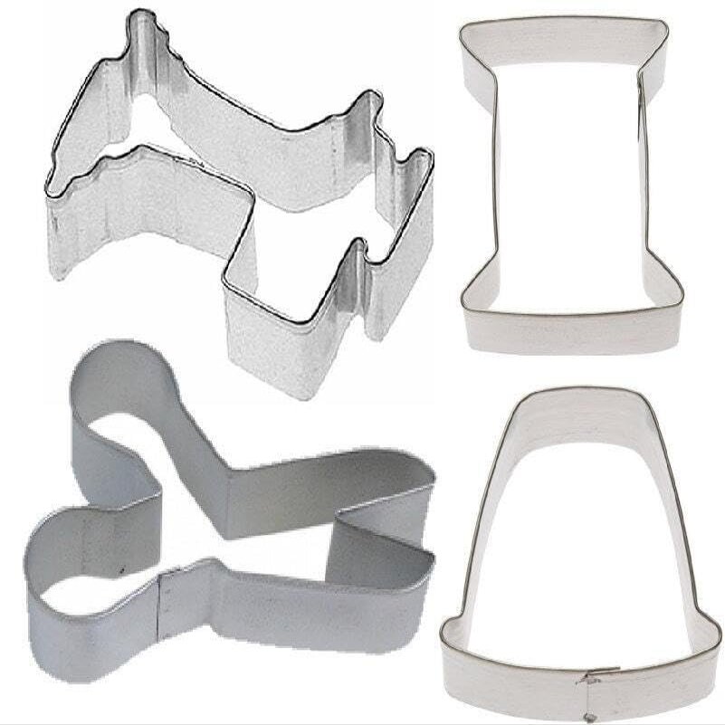 (4Pcs) 4 Piece Sewing Machine Thimble Spool Scissors Cookie Cutter Set Quilting