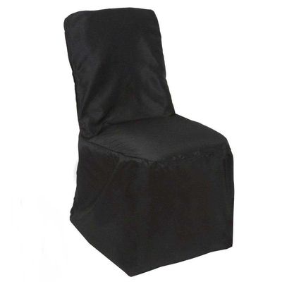 Balsa Circle 12 pcs Black Polyester Square Top Banquet Chair Covers Slipcovers for Wedding Party Reception Decorations