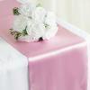 Balsa Circle 12 pcs 12 x 108 inch Pink Satin Table Runners Wedding Table Top Party Supplies Reception Linens Decorations view 2
