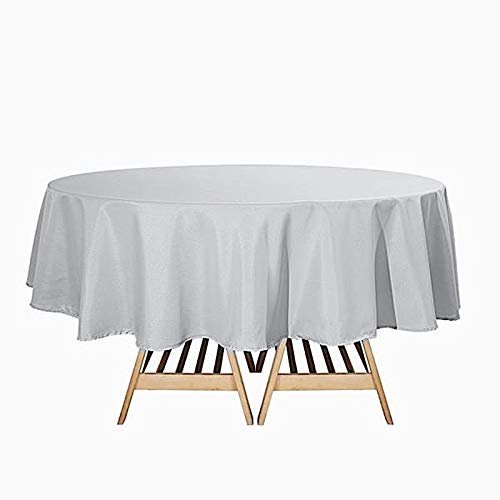 Balsa Circle 10 pcs 90 inch Silver Round Polyester Tablecloths Fabric Table Cover Linens for Wedding Party Banquet Reception Events Kitchen Dining
