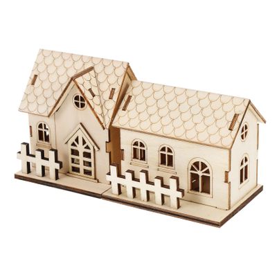 Abaodam 2pcs Wooden Christmas Ornaments Small House Adornments for Festive Tabletop Decor Xmas Decorations for Creating Dreamy Holiday Atmosphere