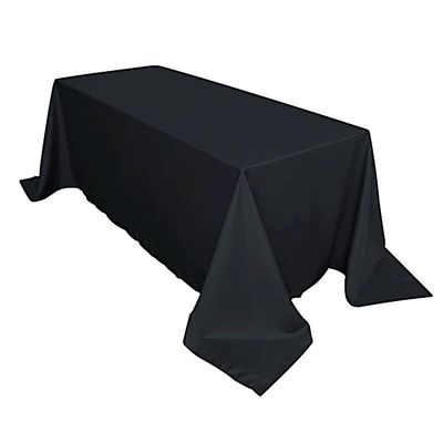 Balsa Circle 6 pcs 90x132-Inch Black Rectangle Polyester Tablecloths Table Cover Linens for Wedding Party Events Kitchen Dining