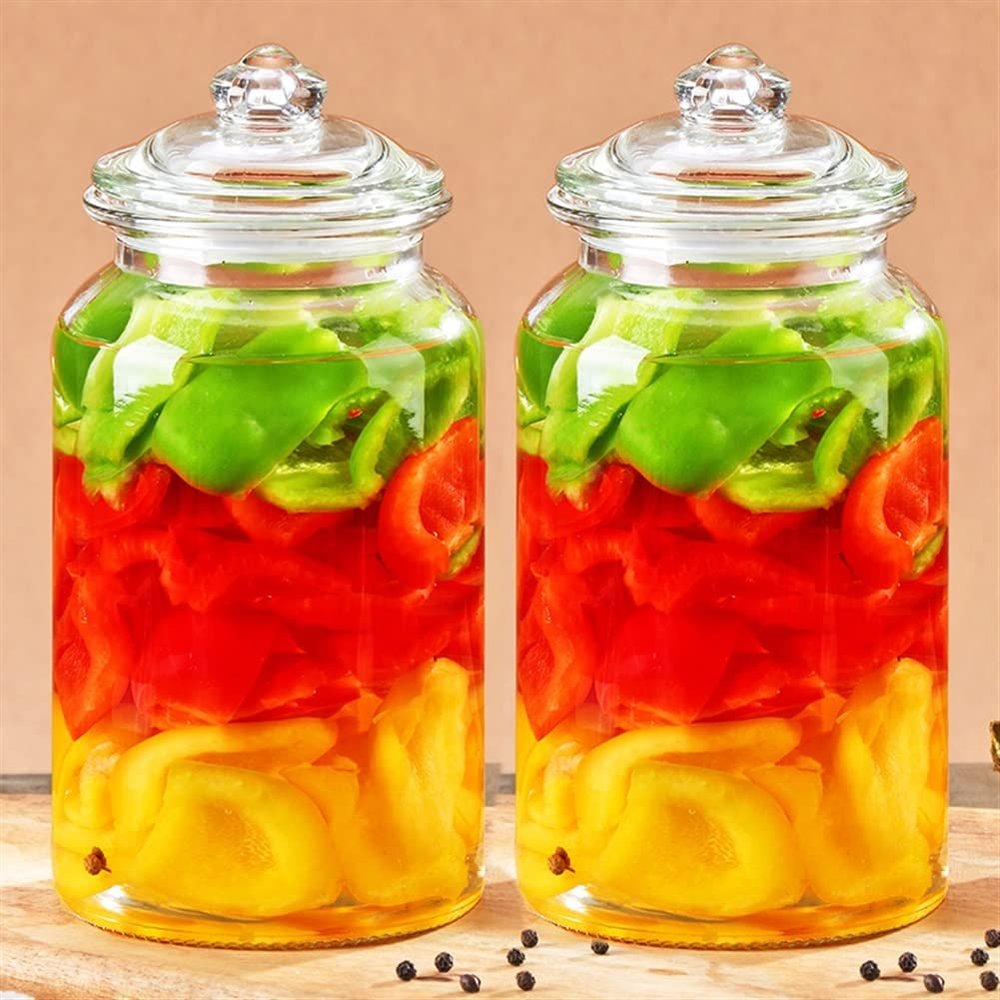 BAHELS Cookie Jar Cookie Jar with Airtight Lid for Kitchen Counter - Glass Jar for Cookie, Pastries, Cake, Candy Jar - Glass Storage Container Canister Food Container (Size : C 1350ML 2PCS)