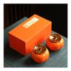 Cookie Jar Creative Persimmon Cookie Jar Biscuit Barrel Airtight with Lid, Tea Cans, Ceramic Portable Sealed Container for Candy, Cookie, Nuts Food Container (Color : 2PCS M Gift Box) view 2