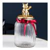 BAHELS Cookie Jar Exquisite Glass Cookie Jar with Airtight Lid, Clear Glass Food Storage Canisters, Gift for Christmas, Birthday, Thanksgiving Day Food Container (Color : Lucky Cat L) view 1