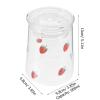 Didiseaon 1set Glass Strawberry Water Cup with Lid Cute High Borosilicate Glass Cold Drink Jar for Juice Milk Smoothies for Home Office Parties view 2