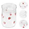 Didiseaon 1set Glass Strawberry Water Cup with Lid Cute High Borosilicate Glass Cold Drink Jar for Juice Milk Smoothies for Home Office Parties view 4