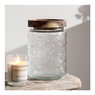 BAHELS Cookie Jar Retro Embossed Glass Cookie Jars with Airtight Lid, Glass Food Storage Jars for Flour, Cookie, Candy, Coffee, Spice Food Container (Color : 4)
