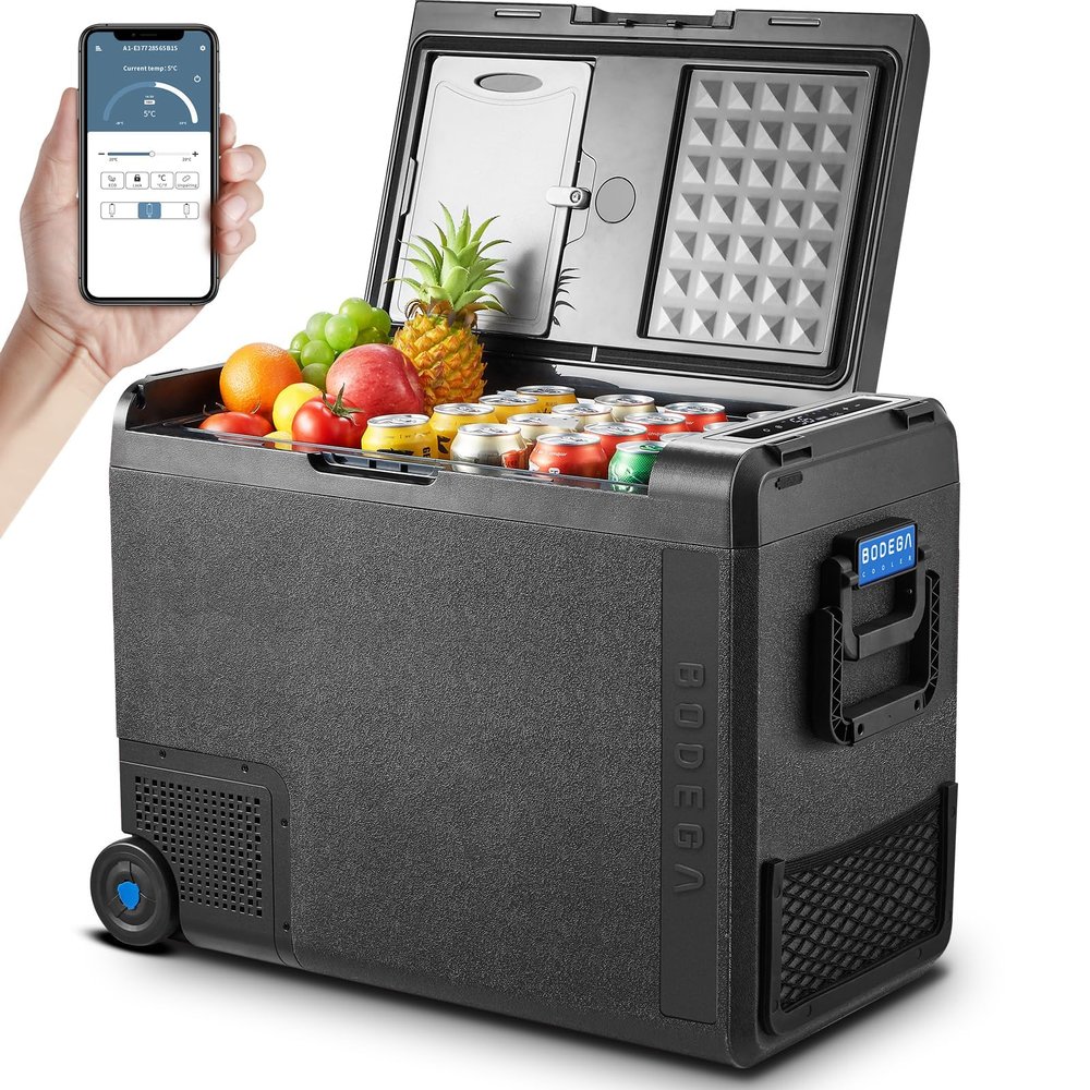 BODEGACOOLER 12 Volt Car Refrigerator, 61Quart (58L) Car Fridge WIFI APP Control, Protable Freezer -4-68, RV Electric Cooler 12/24V DC 100-240V AC for Outdoor, Truck, Van, Vehicles, Camping, Travel