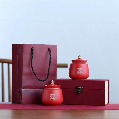BAHELS Cookie Jar Unique Ceramic Cookie Jars, Food Storage Canister with Airtight Lid for Flour, Sugar, Coffee, Cookies, Gift for Wedding Anniversary Food Container (Color : 2PCS B)