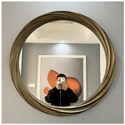 BZCKBZ 80cm/31.5in European Retro Mirror for Bathroom, Round Wall-Mounted Mirror for Hotel Sink, Exquisite Decorative Mirror(B)