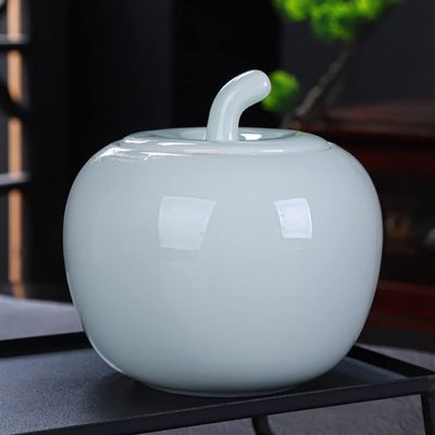 Cookie Jar Ceramic Creative Apple Storage Airtight Jar, Cookie Jar Biscuit Barrel, Food Storage Canister for Tea Candy Cookie Coffee Snacks Food Container (Color : Sky Blue 500g)