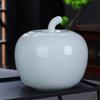 Cookie Jar Ceramic Creative Apple Storage Airtight Jar, Cookie Jar Biscuit Barrel, Food Storage Canister for Tea Candy Cookie Coffee Snacks Food Container (Color : Sky Blue 500g) view 1