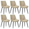 CLIPOP Dining Chairs Set of 6, Faux Leather Dining Room Chair with Upholstered Seat, High Back Comfy Cushion, Metal Leg, Accent Kitchen Side Chair for Living, Restaurant & Meeting Room, Khaki view 1
