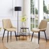CLIPOP Dining Chairs Set of 6, Faux Leather Dining Room Chair with Upholstered Seat, High Back Comfy Cushion, Metal Leg, Accent Kitchen Side Chair for Living, Restaurant & Meeting Room, Khaki view 2
