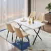 CLIPOP Dining Chairs Set of 6, Faux Leather Dining Room Chair with Upholstered Seat, High Back Comfy Cushion, Metal Leg, Accent Kitchen Side Chair for Living, Restaurant & Meeting Room, Khaki view 4