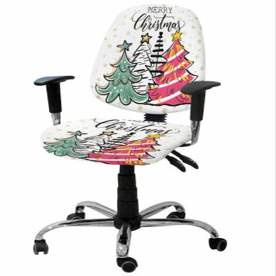 AMZRicher Gold Christmas Tree Office Chair Cover Stretchable Computer Chair Seat Cover Backrest Slipcovers, Stretchable Rotating Desk Chair Seat Cushion Split Protectors Winter Snowflake Pink Green