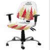 AMZRicher Christmas Tree Office Chair Cover Stretchable Computer Chair Seat Cover Backrest Slipcovers, Stretchable Rotating Desk Chair Seat Cushion Split Protectors Gold Red Geometric Snowflake view 1