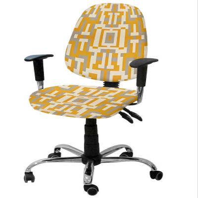 AMZRicher Geometric Orange Office Chair Cover Stretchable Computer Chair Seat Cover Backrest Slipcovers, Stretchable Rotating Desk Chair Seat Cushion Split Protectors Abstract Contemporary Grey