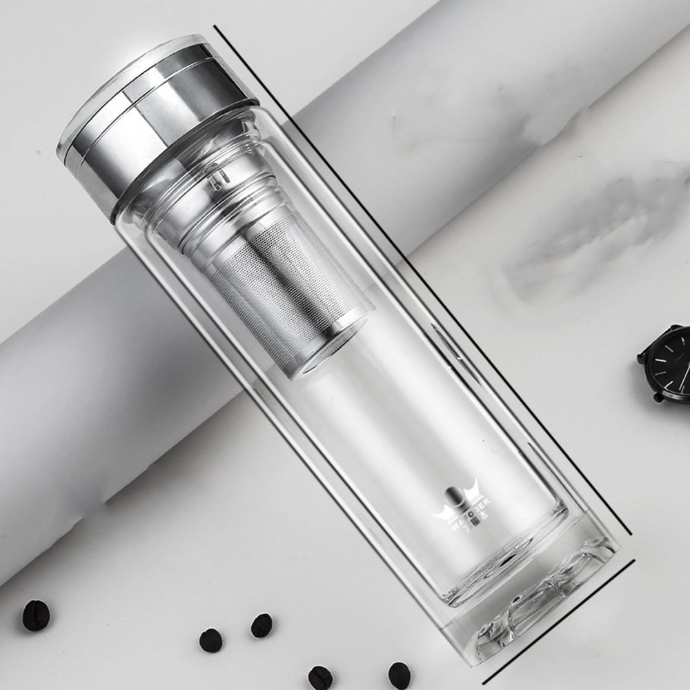 TALCUS Double-layer crystal glass men's and women's tea brewing water Cup heat-resistant gift box gift lettering generation in stock printing