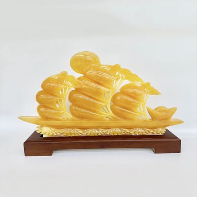 NATURAL MARBLE SHOP Yellow Onyx Marble Sailing Ship Statue Feng Shui Decoration of Wealth and Prosperity, Decorations for Living Room, Home and Office