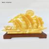 NATURAL MARBLE SHOP Yellow Onyx Marble Sailing Ship Statue Feng Shui Decoration of Wealth and Prosperity, Decorations for Living Room, Home and Office view 3