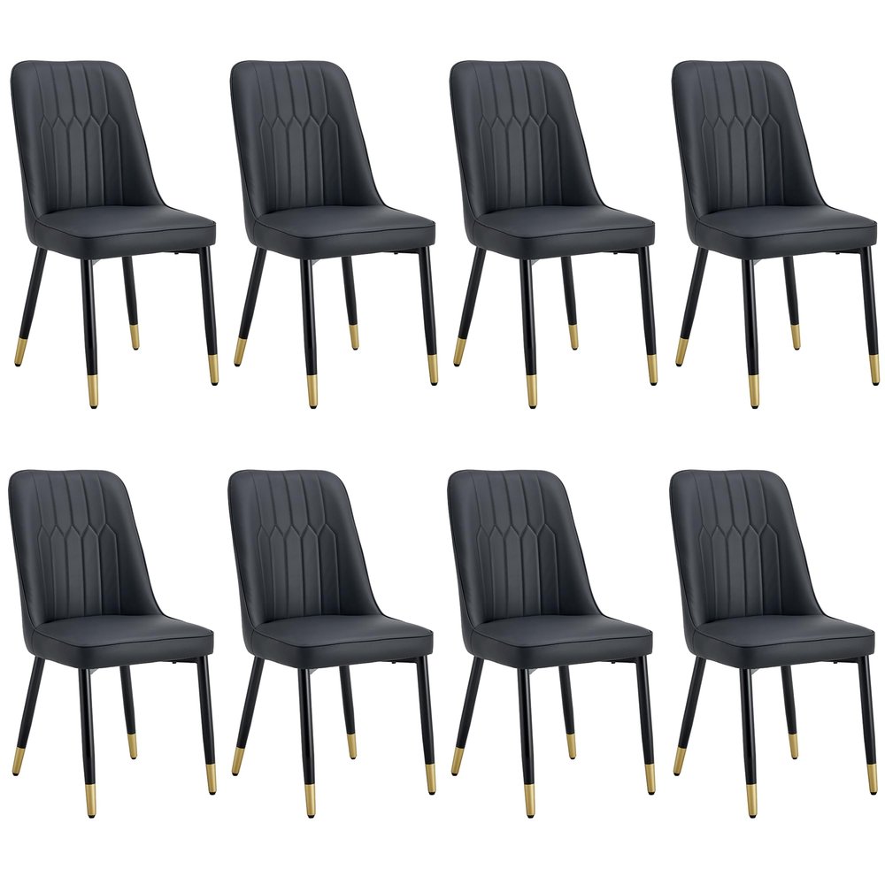 AISYKOD Dining Chairs Set of 8, Modern Kitchen Side Dining Room Chairs with Faux Leather Upholstered Seat High Back & Sturdy Metal Legs, Sillas De Comedor Chairs for Dining Room,Kitchen,Living Room