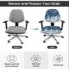 AMZRicher Christmas Office Chair Cover Stretchable Computer Chair Seat Cover Backrest Slipcovers, Stretchable Rotating Desk Chair Seat Cushion Split Protectors Forest Winter Gnomes Snowflake Blue view 2