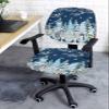AMZRicher Christmas Office Chair Cover Stretchable Computer Chair Seat Cover Backrest Slipcovers, Stretchable Rotating Desk Chair Seat Cushion Split Protectors Forest Winter Gnomes Snowflake Blue view 3