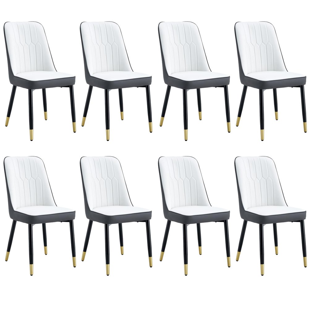 AISYKOD Dining Chairs Set of 8, Modern Kitchen Side Dining Room Chairs with Faux Leather Upholstered Seat High Back & Sturdy Metal Legs, Sillas De Comedor Chairs for Dining Room,Kitchen,Living Room