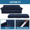 4 Piece Stretch Sofa Covers for 3 Cushion Couch Covers Furniture Slipcovers for Living Room (1 Base Cover Plus 3 Seat Cushion Covers) Thicker Jacquard Fabric Cover (XL Sofa, Navy) view 4