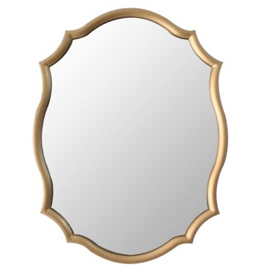 Golden Scalloped Wall Mirror, Wooden Bathroom Decorative Mirror, Wall Mounted Vanity Mirror for Living Room, Bedroom, Dressing Room (Size : 50x70cm/20x28)