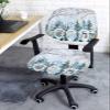 AMZRicher Gnomes Blue Office Chair Cover Stretchable Computer Chair Seat Cover Backrest Slipcovers, Stretchable Rotating Desk Chair Seat Cushion Split Protectors Christmas Forest Winter Tree Branch view 3