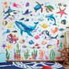 DECOWALL DS12-8078 Sea Animals Wall Stickers Decals Baby Boys Bedroom Fish dcor Living Kids Nursery Ocean playroom Removable Room Seaweed Under Watercolor view 3