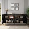 Clihome 64'' Sideboard Buffet Cabinet, Storage Cabinet Accent Storage Credenzas Console Table with 4 Doors and 2 Adjustable Shelves for Kitchen Bedroom Living Room Office, Black view 3