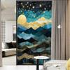 Abstract Natural Mountain Stained Glass Window Film Fantasy Night Scene Painting Privacy Window Film Glass Door Covering Non-Adhesive Window Stickers for Bathroom Kitchen 31.5Wx55.1L view 3