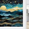 Abstract Natural Mountain Stained Glass Window Film Fantasy Night Scene Painting Privacy Window Film Glass Door Covering Non-Adhesive Window Stickers for Bathroom Kitchen 31.5Wx55.1L view 4
