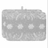 Christmas Dish Drying Mat for Kitchen Counter, Absorbent Reversible Dish Drainer Rack Mats for Coffee Bar Mats 16''x18'' 2 PCS Snowflakes Plants Pine Leaves Grey view 1