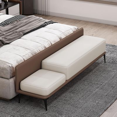 SAZDFY Pu Leather Bedroom Ottoman Bench,Upholstered End of Bed Bench Modern Entryway Shoe Bench with Backrest,Living Room Bench Dinning Room Bench (120x40x52cm(47x16x20), Brown)